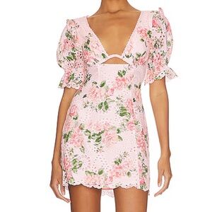 MAJORELLE Pink Floral Lace Mini Dress